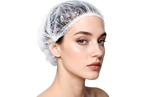 LOPHE Gorros de Ducha Desechable, 100 Piezas Elásticos Gorros de Ducha de Plastico, Impermeables Gorro Ducha Transparente, Shower Cap Práctico para el Hogar, Hotel, Viajes, Spa y Peluquería