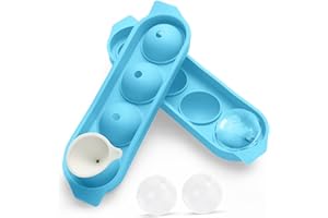 QUIRLIG Cubiteras para Hielo, 4 Redondo Silicona Cubitera Moldes con Tapa, 4.5cm Grande Cubitera Silicona Ice Cube Tray para Cerveza Cócteles Whisky Vino Frutas Puré de Frutas - Azul