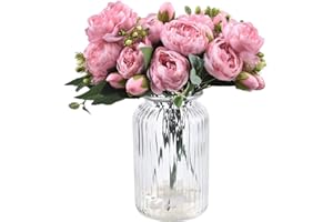 XONOR 4 Stücke Künstliche Pfingstrose Seidenblumen Gefälschte Glorious Blumensträuße für Hochzeitsfest-Hochzeitsdekoration, 5 Gabeln, 9 Kopf (Rosa)