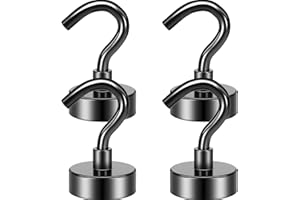 Grtard Magnetic Hooks, 4 Pack 22 lb+ Strong Neodymium, Magnet with Hooks, Black Magnetic Hook for Cruise, Bathroom, Kitchen, Workplace, Office, Garage, BBQ Grill