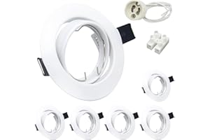 ‎WONDLUMI Wondlumi 6er LED Einbaustrahler 68mm Set GU10 Schwenkbar Einbauleuchten Rahmen Weiß Rund Einbaurahmen 230V spots mit Fassung für LED oder Halogen
