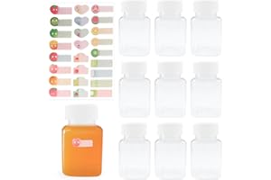 BDBF 9 PCS 3.5oz/100ml Juice Bottles Square Shot Bottles With Lids,Clear Smoothie Bottles,shot bottles with lids,Lid Drink Containers,Reusable Shot Bottles For Smoothie,juice,and Other Beverages