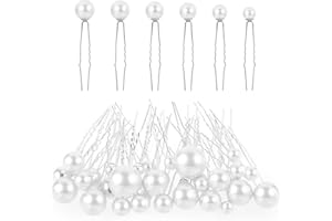 Lusofie 36Pcs Pearl Hair Pins Wedding Preals for Hair Bridal Hair Pearls Bobby Pins Pearl Wedding Hair Pins for Women Girl(6 Sizes, White&Silver)
