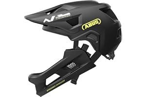 Abus YouDrop FF - casco integrale per bambini e giovani - per un primo approccio alla mountain bike - con mentoniera rimovibile, Nero, S (48-55 cm)