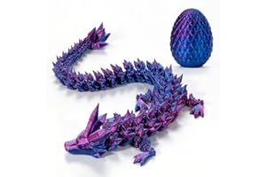 HOVCEH 3D Printed Dragon Egg, Articulated Dragon Toys, 3D Printed Dragon in Egg Purple, Crystal Dragon Fidget Toys, Mystery Dragon Egg Fidget Toy, Flexible Joints Home Decor Gifts for Kids Adults