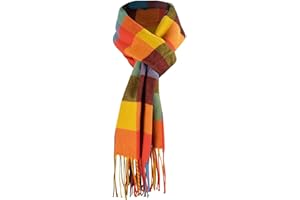 heekpek Mens Scarves Winter Soft Warm Tassel Scarf for Women Men Cashmere Feel Stripe Plaid Tartan Scarf
