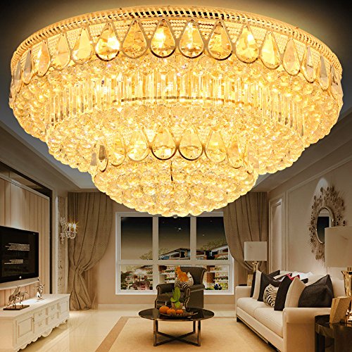 Preisvergleich Produktbild LED-Kristalllampe goldenen Kreis atmosphrischen Wohnzimmer Schlafzimmer modernen minimalistischen Restaurant Decke Fernbedienung SchalterSpg.Versorgungsteil 50-125w Gre 800 * 450mm