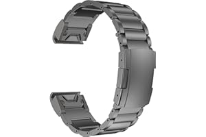 MaKTech Tytanowa Opaska do Garmin,22mm Pasek z Metalową Bransoletą Quick Release z Szylkretową Klamrą,dla Garmin Fenix 7/6/5/EPIX 2 (Gray)