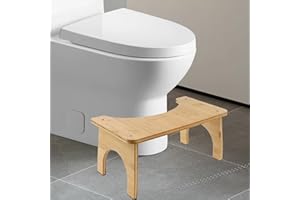 XHYASD Taboret bambusowy, naturalny, antypoślizgowe podkładki, ergonomiczny, do łazienki, walka z zaparciami, wzdęciami, wygodny
