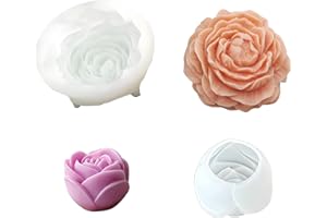 MxSplorion Candle Moulds, Flower Silicone Moulds 3D Peony and Rose Silicone Molds for Candle Making, Soap Moulds, Birthday and Wedding Party Decorations, Chocolate, DIY Handicrafts, 2PCS