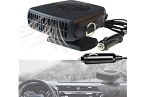 KXYINOS Car Heater Defogger, 150W 12V Anti-Fog Plug in Cigarette Lighter Portable Heater Fan 2 in 1 Heating/Cooling Mini Car Heater Defroster with Ergonomic Handle Windshield Defogger Defroster