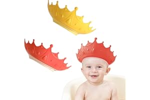 FENGCHUANG 2 Stück Duschhaube Kinder, Baby Verstellbare Krone Haare Waschen Cap, Baby Silicone Shampoo Cap Geeignet für Babys ab 6 Monaten Schützt Augen, Ohren und Gesichtshaut Schützen (Rot, Gelb)