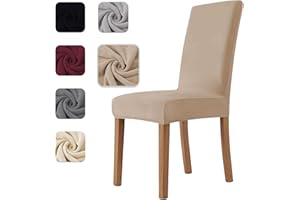 Homebliss Coprisedie con Schienale 6 Pezzi in Velluto Elasticizzati, Universale, Copri sedia Cucina Soggiorno Super Morbido Comodo Anti-Graffio - Cammello