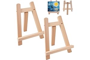 AETHERAURORA Lot de 2 mini chevalets en bois 15 x 20 cm - Petit chevalet pour table - Triangle pliable - Pour décoration de mariage, décoration de table, artisanat de peinture, album photo, exposition de peinture