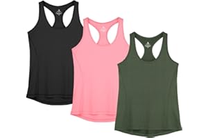 icyzone Débardeur de Sport Femme Dos Nageur Yoga Shirt sans Manches Running Fitness Tank Top, Lot de 3