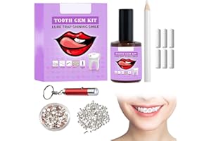 VRYNDH 1 ensemble Strass dentaire,Kit Strass Dentaire,Kit Dentaire Professionnel,Bijoux Gemmes pour Décoration de Dents De Ongles,Colle Dent, Avec Oeil-De-Cheval Blanc Diamants(Blanc)