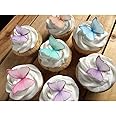 Sylvia&Vicky CHOCKACAKE Edible Wafer Paper Butterflies - Set of 24 Purple Pink Green - Cake Decorations, Cupcake Topper
