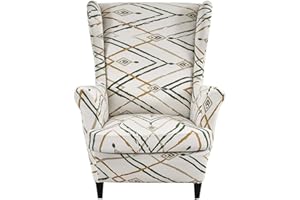 CHNSHOME Copripoltrona 1 posto con orecchie elasticizzato 2 pezzi Fodere per poltrone a orecchioni Coprisedile per poltrona Copripoltrona con Orecchie