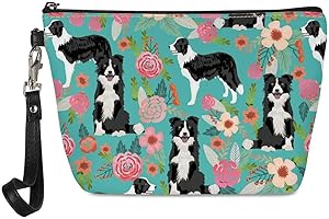chaqlin Petite trousse de toilette pratique pour femme avec fermeture éclair et motif border collie