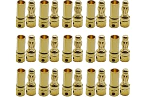 GTIWUNG 15 Paires 3.5mm Plaqué Or Connecteur Bullet Connecteur, 3.5 mm Banane Fiche Connecteur Remplacement de Connecteurs Bullet Mâle Femelle pour Batterie RC Lipo