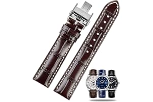 FOUUA Pasek do Zegarka do Longines 19mm 20mm 21mm Watch Strap Skórzany Pasek Wzór Skóry Krokodyla do Zegarka z Niebieskim Czarnym Paskiem Wymienić Pasek do Longines Master Concas Classic Reproduction Series