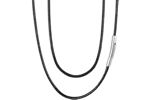 FaithHeart Collana Uomo Collana Caucciu 2/3 MM Nero/Marrone Corda di Cuoio Pelle Catenina Uomo Cordino per Collane Impermeabile Sintetica Cordino per Ciondolo 40-75 CM