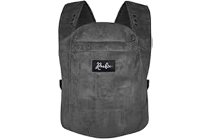 ROOKIE Baby trage Premium - Design ventre - Coton certifié au look velours - Ergonomique avec chevalet réglable - Pour les nouveau-nés de la naissance jusqu'à 15 kg (cordon de charcoal)