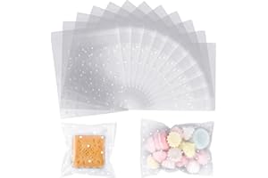 suaywo 200pcs Bolsa de Dulces Punto Blanco Bolsas de Celofan Para Regalos Sellado Autoadhesivas Bolsas de plástico OPP Para Dulces, Jabón, Galletas, Chocolates de San Valentín (7 * 7cm 10 * 10cm)