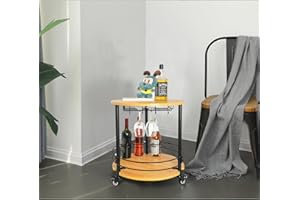 mosegor Roliing Drinks Trolley 2 Tier Serving Trolley Bar Cart Mobile Coffee Wine Cart with Wine Glasses Holder for for Living Room Home Hotel Club Bedroom 50 x 50 x 56 cm