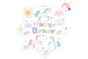 YIMOJOY Einhorn Deko Kindergeburtstag,36 Stück Servietten Geburtstag Einhörner Geburtstagsdeko Mädchen Papierservietten,3-Lagig Happy Birthday Servietten Einhorn Party Tischdeko