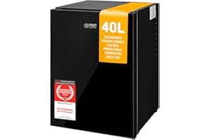 TZS First Austria - Mini Frigorifero 40L silenzioso - Piccolo Minifrigo con porta reversibile e luce interna - Minibar per campeggio, ufficio, camera da letto e hotel - Facciata in vetro