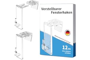 Ancable 12er Set Verstellbare Fensterhaken - Transparente Aufhänger mit Klemmbereich 10-25 mm für Lichterketten, Weihnachtsdeko - Ohne Bohren & Kleben