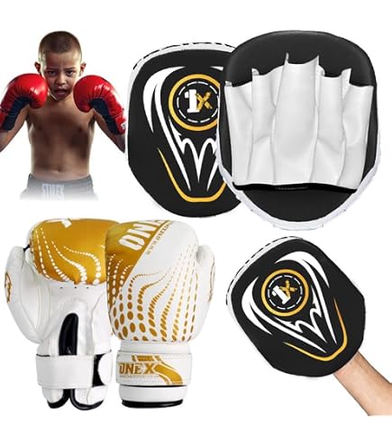 AQF Boxing Gloves & Pads Set for MMA Muay Thai Kickboxing Focus Mitts