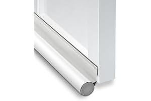 WOUMON 2 Piezas Burlete Puerta Entrada,96cm Burlete Bajo Puerta,Protección contra el Viento y el Ruido, Corte a Medida Bajo Pedido (Blanco)