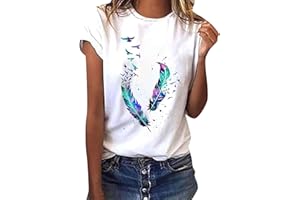 NUOKE Tee Shirt Femme，Imprimé Sourire t-Shirts à Manches Courtes élégant ete T-Shirt d'été Blanc Top Casual yk2 Courtes Tee Tuniques de Base Haut Vetement Femme