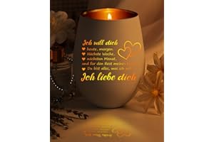 ‎FUNISTREE Windlicht mit Gravur, Liebe Dich Gesschenke für Frauen Sie Weihnachten, Teelichthalter Adventskalender Wichtelgeschenke für Freundin Ehefrau, Windlichter Geburtstagsgeschenke