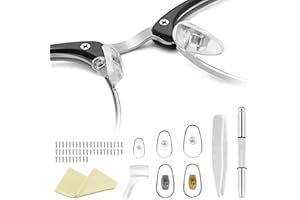 xiaoxiaozhijia 25 Pares de Almohadillas Gafas Nariz,Plaquetas Silicona Antideslizantes,Set de Reparación de Gafas con Tornillos,Pinzas y Paño Limpiador de Gafas