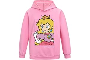 SUYALUOI Die Super Bros Film Hoodie Mädchen Mignon Princesse Peach Pullover Capuche Enfant Cartoon Print Sweat-shirt pour Femme Enfant 3-13 Ans