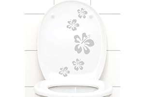 Grandora Klodeckel Aufkleber Hibiskusblüten I hellgrau 5er Kreativset I Bad Blüten Blumen Hibiskus Aufkleber Wandaufkleber Wandsticker W916