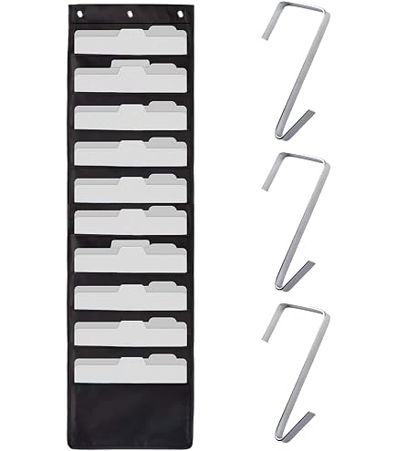 Organisateur Mural à Poches – 10 Grandes Poches Transparentes Avec 3 Crochets – Pour Bureau, Maison, École