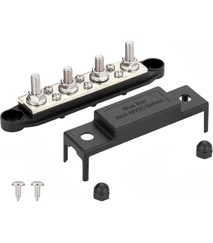 4-poliger Stromverteilerblock Rot Schwarz 12‑48 V Universelle 250-A-Sammelschienenklemme Gute