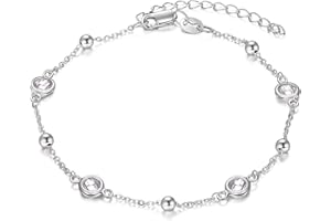 AOBOCO Cavigliera regolabile in argento Sterling 925 con perline a sfera per donne e ragazze