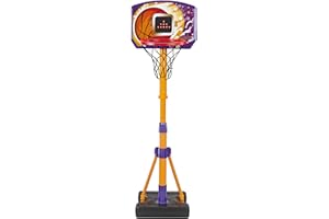 VTech Counting Hoops Basketball Stand, Adjustable Basketball Hoop & Stand with Electronic Backboard & LED Screen, 3 Games, Sound Effects & Light Show, Toddler Toy for 3, 4, 5+ Years, English Version