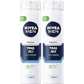 NIVEA MEN Erkek Hassas Tıraş Jeli 200 ml,Tahrişe ve Yanmaya Karşı Koruma,Alkols&uuml;z Form&uuml;l,Hassas Ciltlere &Ouml;zel (2 paketi)