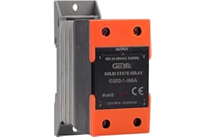 GEYA Relé de estado sólido Con radiador AC-AC SSR monofásica 40A Montaje en riel DIN (AC Control AC,40A)