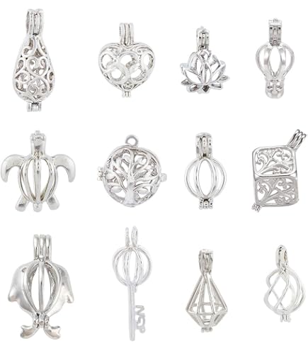 Beebeecraft - Ciondolo A Gabbia Cuore In Argento 925 Con Zirconi E Perla Fissa. 22x10mm, Cavo, Per Gioielli Fai Da Te. Regalo Creativo In Scatola.