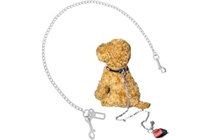 Mogokoyo Stainless Steel No chew Dog Car Seat Belt, Pet Vehicle Safety Restraint Tether, Heavy Duty Big Canine Dog Car Leash Strap with Double Clip and Latch Attachment-20 Inch