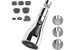 Bokaiya Juego de Aireador de Grifo de 360 ​​Grados, Aireador de Grifo de Cocina, Adaptador de Grifo de Cocina, F24 M22 Boquilla de Grifo Universal, Grifo Filtrado a Prueba de Salpicaduras con,3 Modos