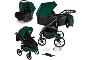 Boston Cochecito de Bebe 3in1 Combi Carrito SILLA de COCHE by GaGaDumi Certificado TÜV (B3-Bottle Green)…