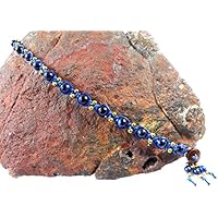 Tigerauge Fußkettchen Dunkelblau Makramee Thailand Thailand Fußband Boho Tribal Surfer Strand